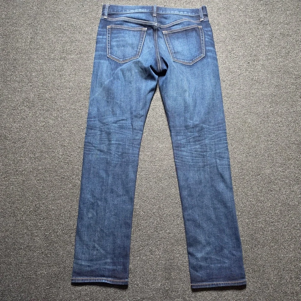 Uniqlo Slim Straight Jeans Indigo Mens 32x32 Japanese Selvedge Denim Faded Pants